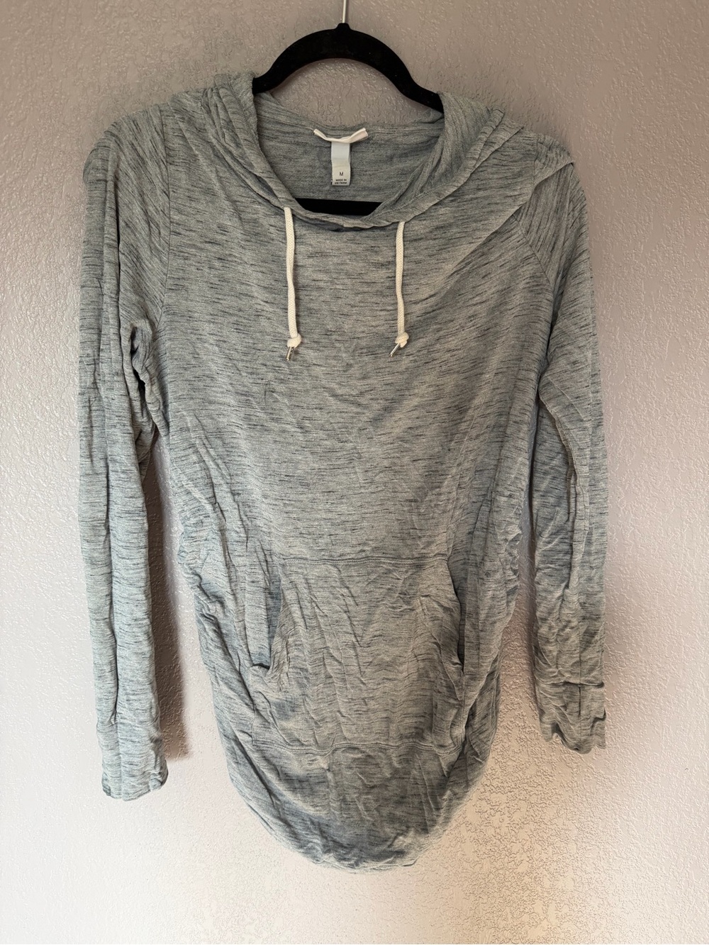 Light Gray Women's Hooded Pullover Maternity Sweatshirt